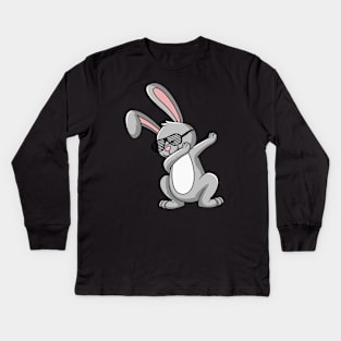 Dabbing Bunny Kids Long Sleeve T-Shirt